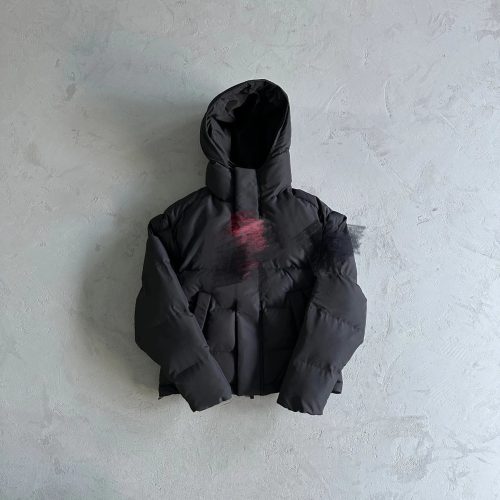 Design Puffer Jacket Hooded Winter Coat Black