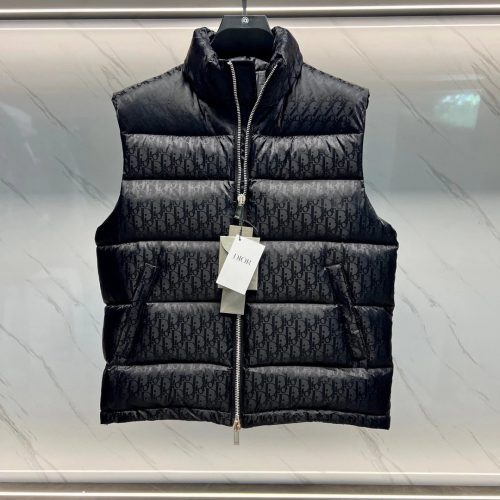 Dior Oblique Puffer Quilted Vest Black