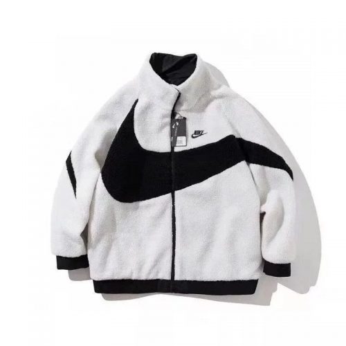 Nike Big Swoosh Sherpa Fleece Jacket White and Black