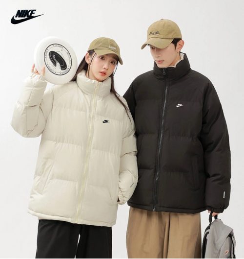 Nike Puffer Jacket Warm Winter Puffer Jacket Black and Beige