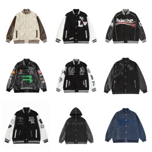Balenciaga Varsity Jacket Casual Streetwear Black White Red