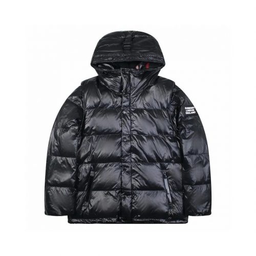 Burberry Down Puffer Jacket Shiny Hooded Coat Black