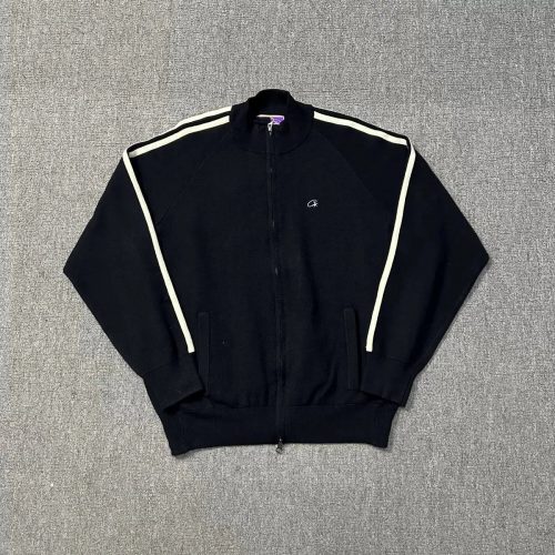 Calvin Klein CK Zip-Up Track Jacket Casual Black with White Stripes