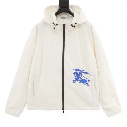 Burberry Equestrian Knight Design Lightweight Windbreaker Jacket White