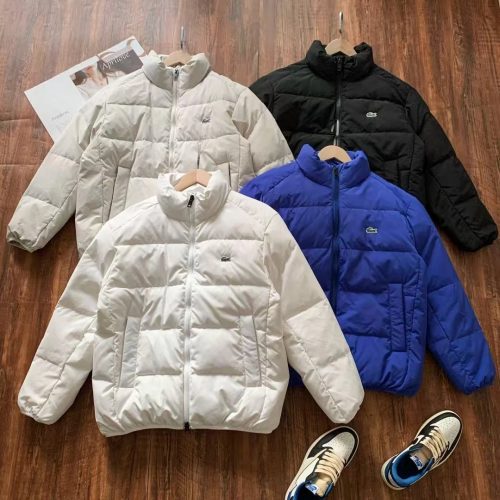 Lacoste Puffer Jacket Warm Winter Down Jacket White Black Blue