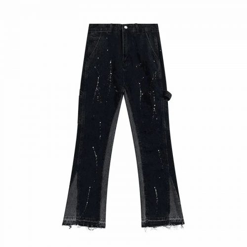 Gallery Dept. Paint Splatter Carpenter Pants Distressed Black Denim
