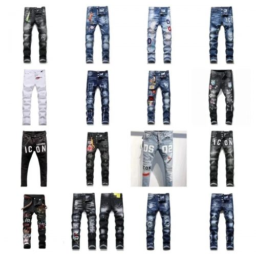 Dsquared2 D2 Distressed Denim Jeans Slim Fit Pants Multicolor