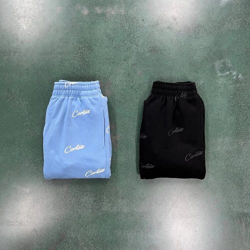 Corteiz All Over Print Streetwear Joggers Blue and Black