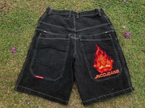 JNCO Flame Crown Vintage Denim Shorts Black