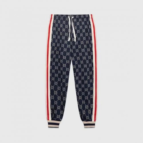 Gucci GG Monogram Casual Joggers Blue and Red