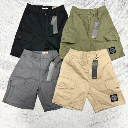 Stone Island Cargo Shorts Casual Cotton Shorts Black Green Gray Beige