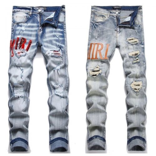 Amiri MX1 Distressed Slim Fit Jeans Blue