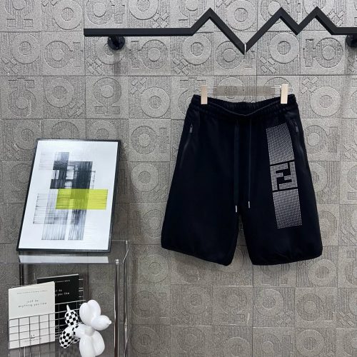 Fendi FF Motif Studded Casual Shorts Black