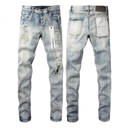 Purple Brand P001 Distressed Slim Fit Jeans Light Blue