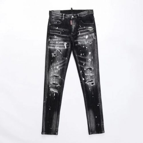 Dsquared2 D2 Paint Splatter Distressed Slim Fit Jeans Black
