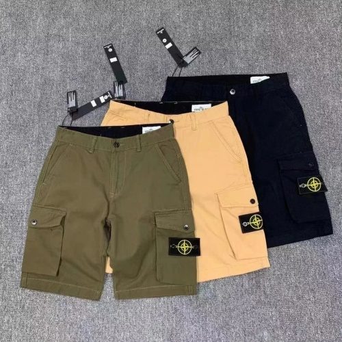 Stone Island Cargo Shorts Utility Cotton Pants Green Beige and Black