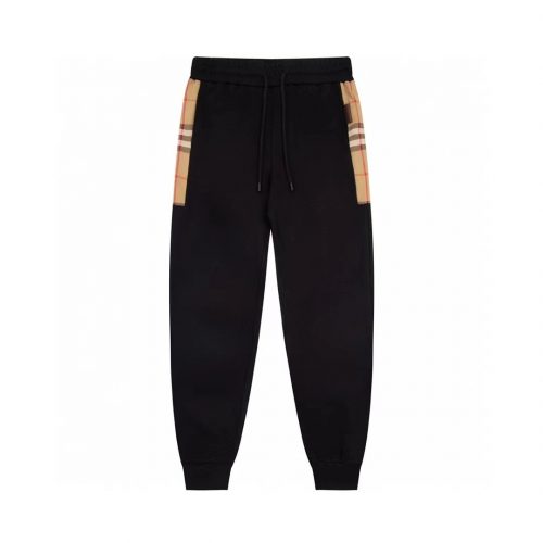 Burberry Check Panel Casual Joggers Black