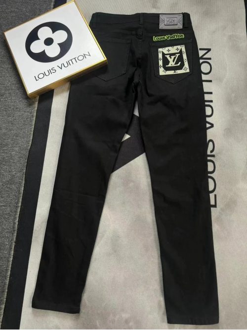 Louis Vuitton LV Monogram Patch Slim Fit Jeans Black