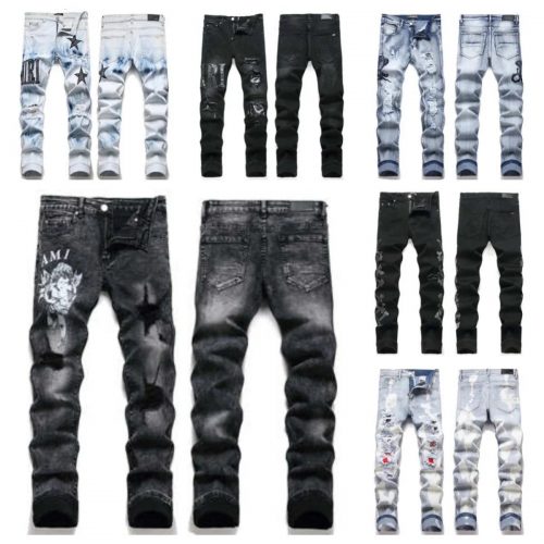 Amiri Angel Star Print Skinny Jeans Black