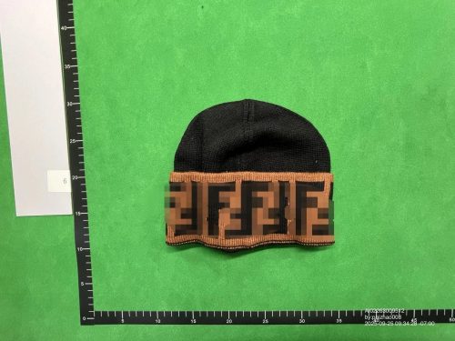 Fendi Zucca Pattern Knit Beanie Hat Black and Brown