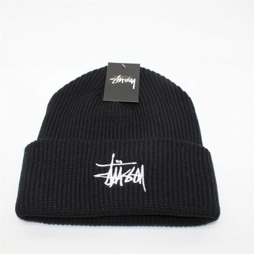 Stussy Stock Cuff Beanie Knit Hat Black