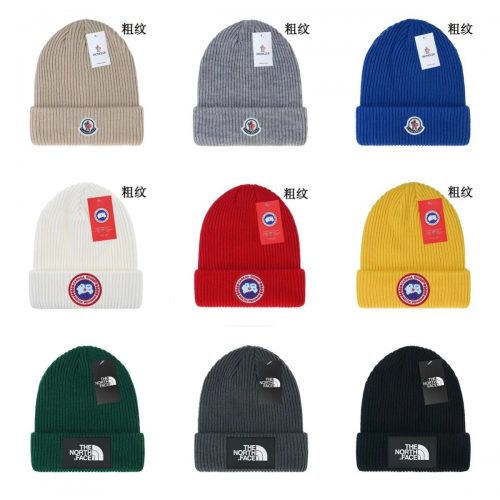 Moncler Ribbed Knit Beanie Casual Hat Beige