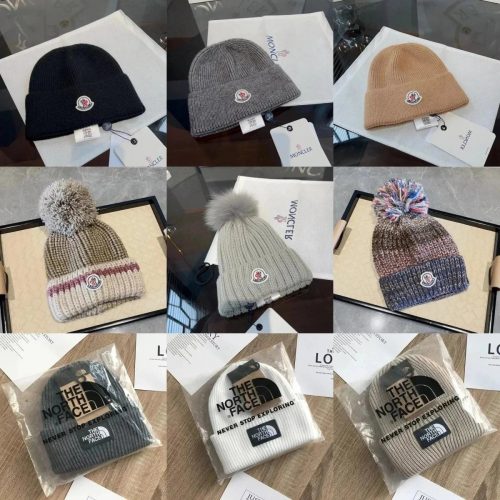 Moncler Ribbed Knit Beanie Winter Hat Multicolor