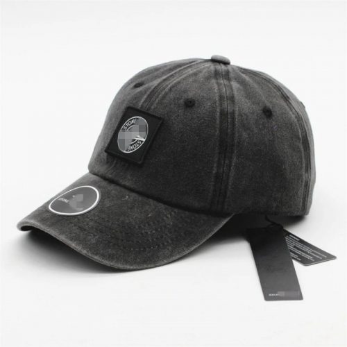 Stone Island Patch Baseball Cap Vintage Cotton Dad Hat Black
