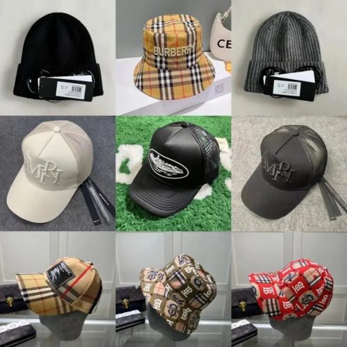Burberry Check Print Classic Bucket Hat and Baseball Cap Multicolor