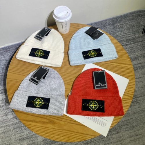 Stone Island Ribbed Beanie Knit Hat Multicolor
