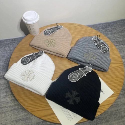 Chrome Hearts Cross Patch Chunky Knit Beanie Multicolor