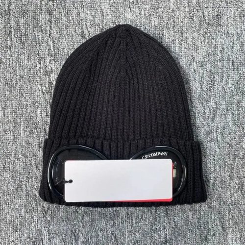 C.P. Company Goggle Beanie Ribbed Knit Hat Black