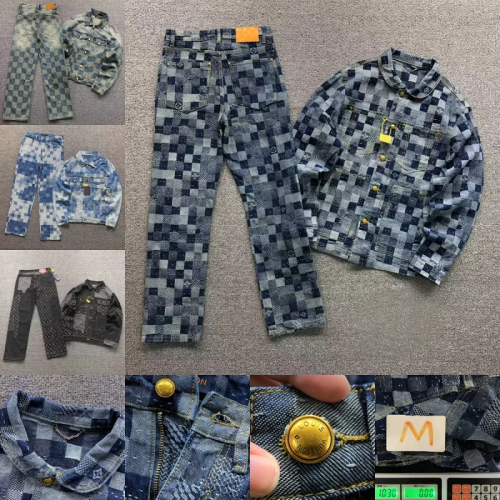 Louis Vuitton LV Damier Patchwork Denim Matching Set Blue