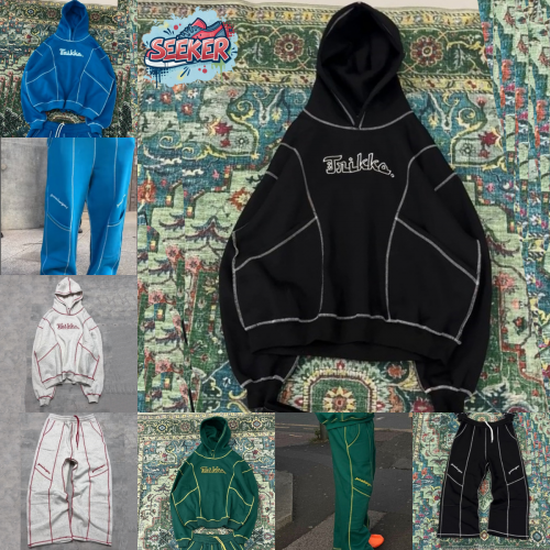 Trikka Contrast Stitch Oversized Tracksuit Set Multicolor