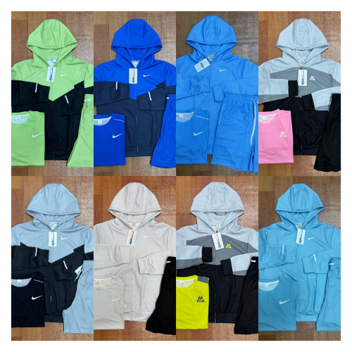 Nike Colorblock Hoodie and Shorts Set Casual Activewear Multicolor