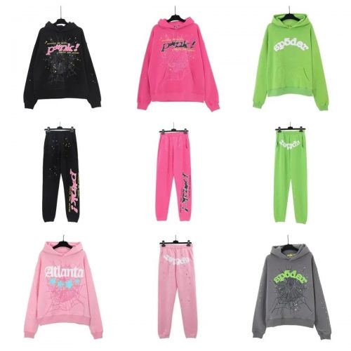 Sp5der Sp5der Web Print Streetwear Hoodie and Joggers Multicolor