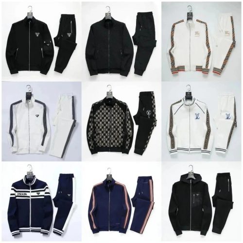 Prada Track Jacket and Pants Set Casual Tracksuit Black and White