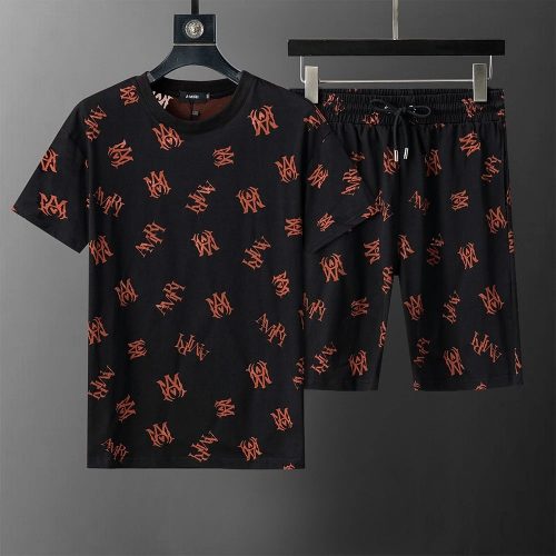 Amiri Monogram Print Graphic Streetwear Matching Set Black
