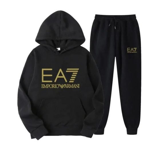 Emporio Armani EA7 Graphic Print Casual Tracksuit Set Black