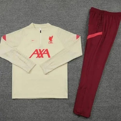 Nike Liverpool FC Training Kit Sporty Tracksuit Set Beige and Maroon