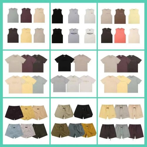 Fear of God FOG Essentials Oversized T-Shirts and Shorts Set Multicolor