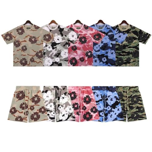 Denim Tears Floral Camo Set Casual T-Shirt and Shorts Multicolor