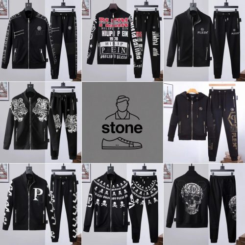 Philipp Plein PP Graphic Tracksuit Set Streetwear Matching Set Black