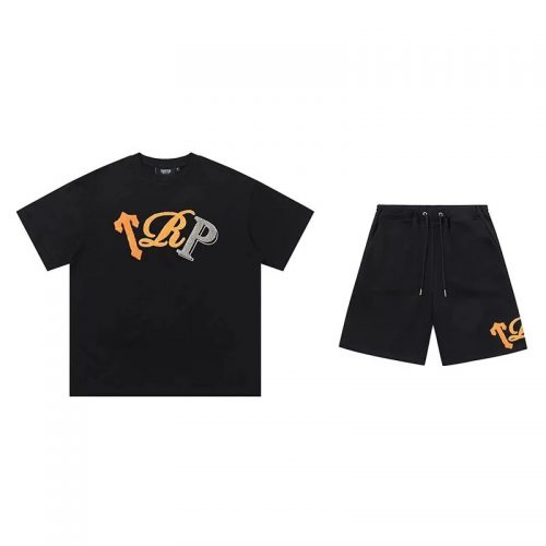 Trapstar Chenille Decoded Graphic Streetwear Shorts Set Black