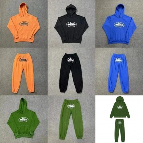 Corteiz Oval Logo Hoodie and Sweatpants Set Casual Tracksuit Multicolor