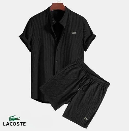 Lacoste Ribbed Texture Casual Matching Set Black