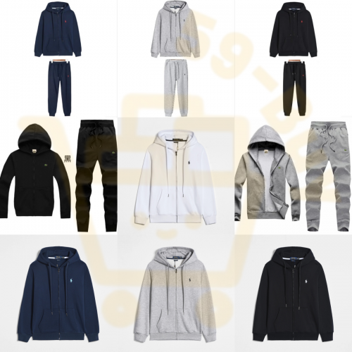 Polo Ralph Lauren PRL Zip-Up Hoodie Tracksuit Set Casual Cotton Matching Set Multicolor