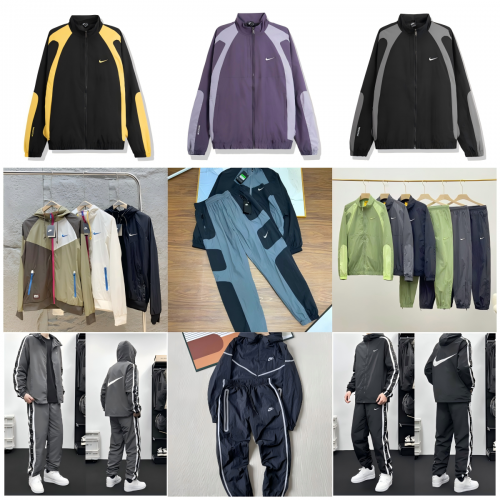 Nike Tracksuit Set Sporty Windbreaker Jacket and Joggers Black