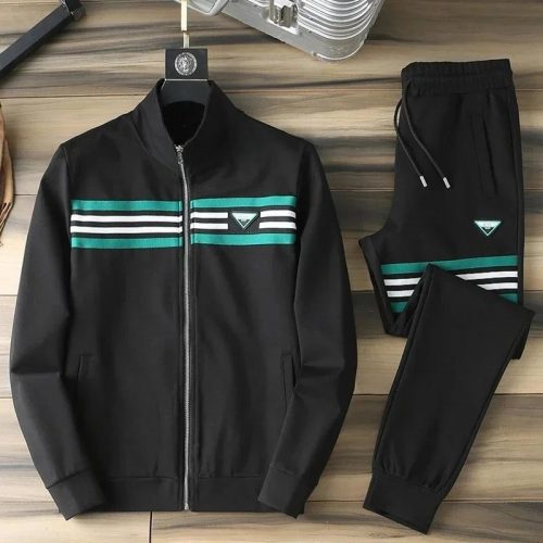 Prada Striped Track Jacket and Pants Set Casual Black