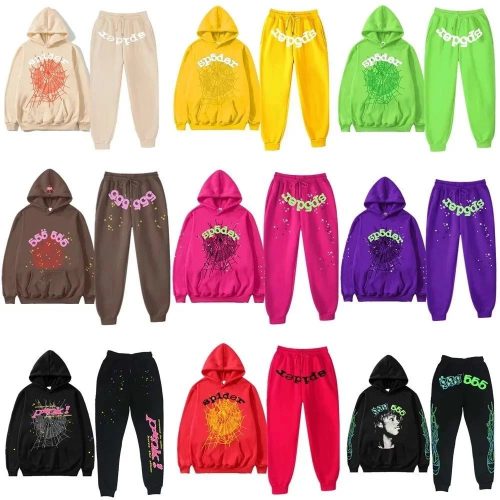 Sp5der Sp5der Web Print Graphic Streetwear Tracksuit Set Multicolor